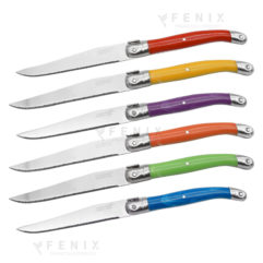 set 6 colt. bistecca laguiole man.colorato